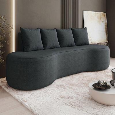 Sofá 3 Lugares Orgânico 210cm Com Almofadas Benin Bouclê B03 - D'rossi Preto