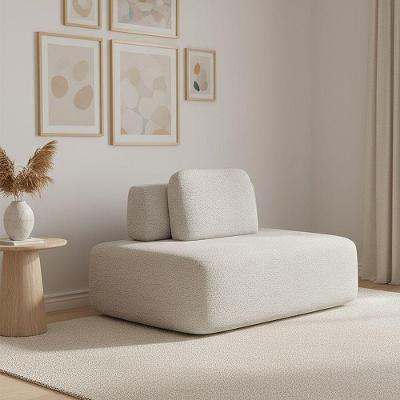 Sofá Módulo Central 140cm Orgânico Sala Berlim Bouclê Cinza Claro K01 - D'rossi