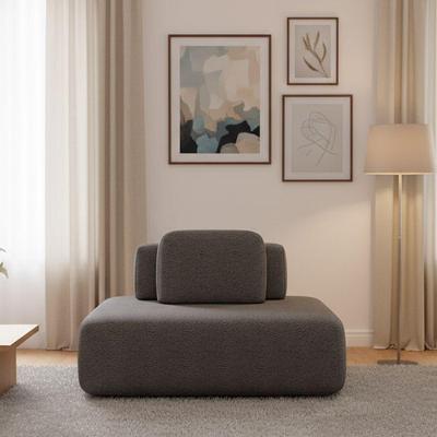 Sofá Módulo Central 140cm Orgânico Sala Berlim Bouclê K01 - D'rossi Grafite