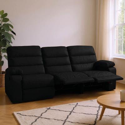 Sofá 3 Lugares Reclinável Retrátil 183cm Naaman Sintético Pu Preto K01 - D'rossi