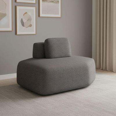 Sofá Módulo Chaise 165cm Orgânico Sala Berlim Bouclê Grafite K01 - D'rossi