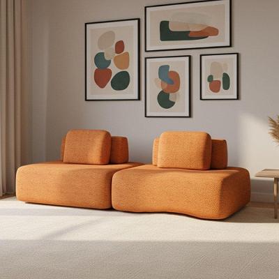 Sofá 2 Lugares Orgânico Com Módulo Central E 1 Canto Berlim Bouclê Cr K01 - D'rossi Caramelo