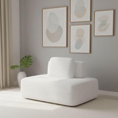 Sofá Módulo Central 140cm Orgânico Sala Berlim Bouclê Off White K01 - D'rossi