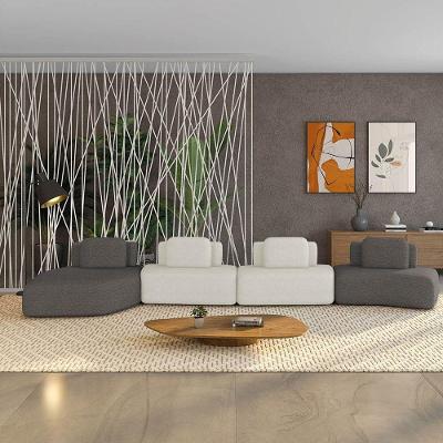 Sofá 4 Lugares Orgânico Com Chaise E 3 Módulos Berlim Bouclê Gf K01 - D'rossi Grafite-off White
