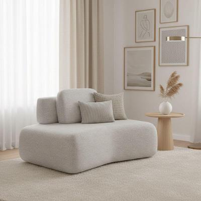 Sofá Módulo Canto 175cm Orgânico Sala Berlim Bouclê K01 - D'rossi Cinza Claro