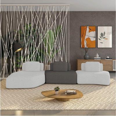 Sofá 3 Lugares Orgânico Com Chaise E 2 Módulos Berlim Bouclê Cinza Claro-grafite K01 - D'rossi