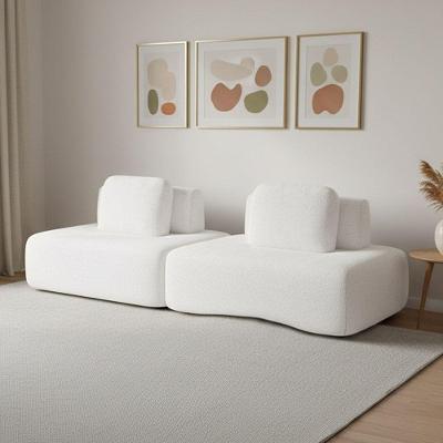 Sofá 2 Lugares Orgânico Com Módulo Central E 1 Canto Berlim Bouclê Cr K01 - D'rossi Off White