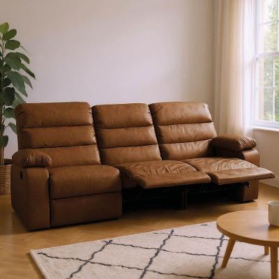Sofá 3 Lugares Reclinável Retrátil 183cm Naaman Sintético Pu Marrom K01 - D'rossi