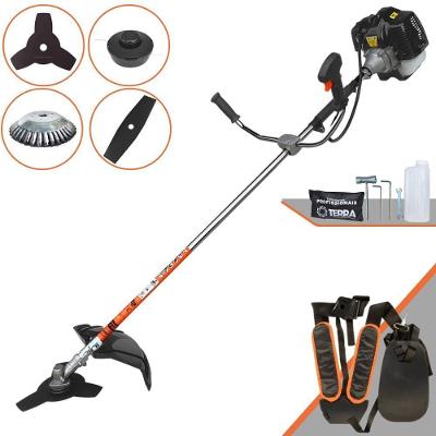 Roçadeira Profissional Lateral Terra Grh430 À Gasolina 43cc 1,7hp + Faca 2 Pontas Duraline 330mm 2,7mm + Escova Rotativ