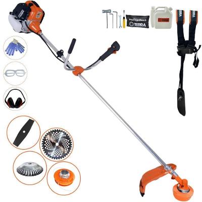 Roçadeira Profissional Lateral Terra Gr520xp À Gasolina 52cc 2t 2,5hp + Faca 2 Pontas 330mm 2,7mm + Escova Rotativa 38