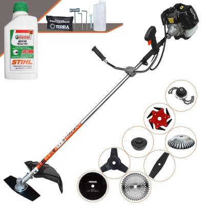 Roçadeira Terra Grh520 À Gasolina 52cc 2,5hp + Faca 3 Pontas + Faca 40 Dentes + Faca 80 Dentes + Faca 6 Pontas + Escova