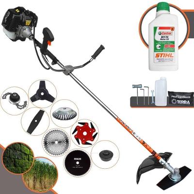 Roçadeira Terra Grh520 À Gasolina 52cc 2,5hp + Faca 3 Pontas + Faca 40 Dentes + Faca 80 Dentes + Faca 6 Pontas + Escova