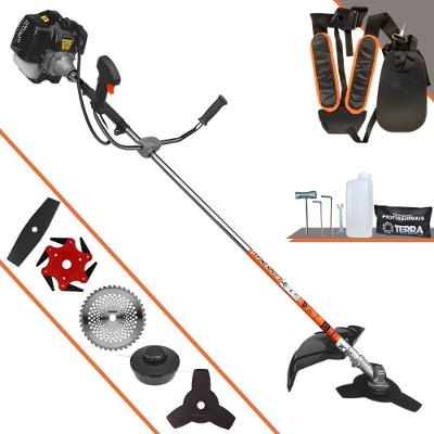 Roçadeira Profissional Lateral Terra Grh430 À Gasolina 43cc 2t 1,7hp + Faca 2 Pontas 330mm + Faca 40 Dentes 255mm + Fac