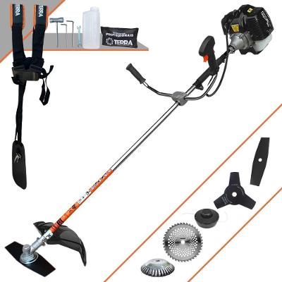 Roçadeira Terra Grh520 À Gasolina 52cc 2,5hp + Faca 3p Duraline 255mm 2,9mm + Faca 40d Duraline 255mm 2mm