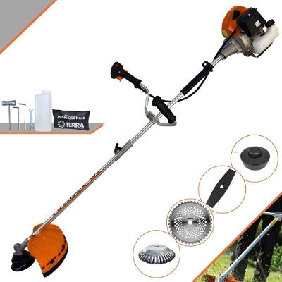 Roçadeira Profissional Lateral Terra Grhb430 À Gasolina 43cc 2t 1,7hp + Faca 40 Dentes Duraline 255mm 2mm + Escova Rota