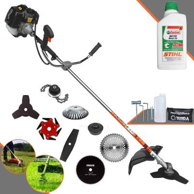 Roçadeira Terra Grh430 À Gasolina 43cc 1,7hp + Faca 2 Pontas + Faca 40 Dentes + Faca 80 Dentes + Faca 6 Pontas