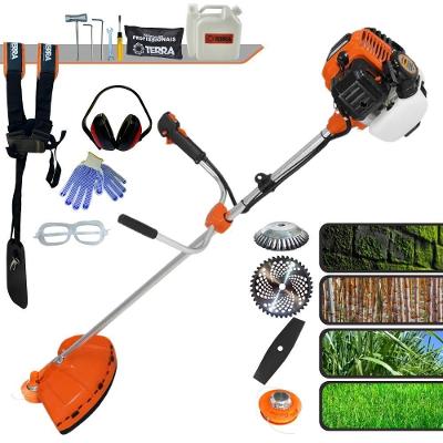 Roçadeira Profissional Lateral Terra Gr520xp À Gasolina 52cc 2t 2,5hp + Faca 2 Pontas 330mm 2,7mm + Escova Rotativa 38