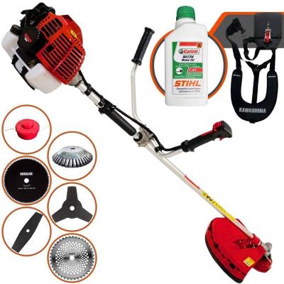 Roçadeira Profissional Kawashima Kw52l À Gasolina 52c 2,5hp + Faca 2 Pontas + Faca 40 Dentes + Faca 80 Dentes + Escova