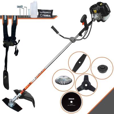 Roçadeira Terra Grh520 À Gasolina 52cc 2,5hp + Faca 3p Duraline 255mm 2,9mm + Faca 80d Duraline 255mm 1,5mm