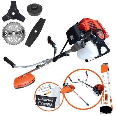 Roçadeira Profissional Lateral Terra Grhb430 À Gasolina 43cc 2t 1,7hp + Faca 3 Pontas Duraline 255mm 2,9mm + Faca 40 De
