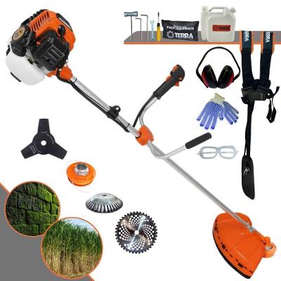 Roçadeira Profissional Lateral Terra Gr520xp À Gasolina 52cc 2t 2,5hp + Faca 3 Pontas 255mm 2,9mm + Escova Rotativa 38