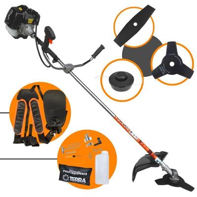 Roçadeira Profissional Lateral Terra Grh520 À Gasolina 52cc 2t 2,5hp + Faca 3 Pontas Duraline 255mm 2,9mm - 255253pju