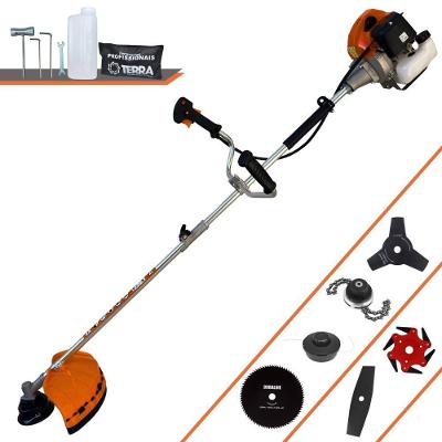 Roçadeira Profissional Lateral Terra Grhb430 À Gasolina 43cc 2t 1,7hp + Faca 3 Pontas 255mm + Faca 80 Dentes 255mm + T