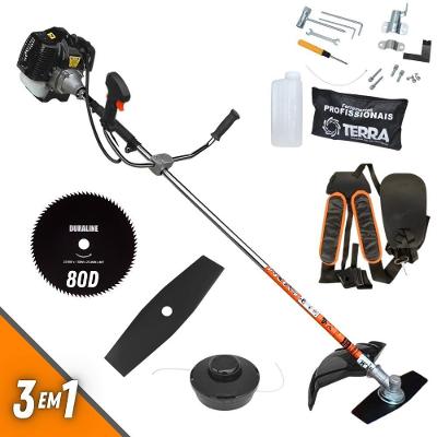 Roçadeira Profissional Lateral Terra Grh520 À Gasolina 52cc 2t 2,5hp + Faca 80 Dentes Duraline 255mm 1,5mm - 255258oju