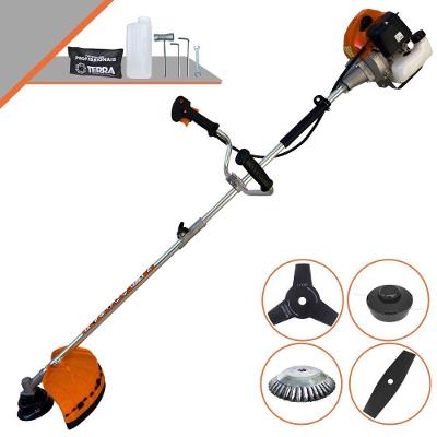 Roçadeira Profissional Lateral Terra Grhb430 À Gasolina 43cc 2t 1,7hp + Faca 3 Pontas Duraline 255mm 2,9mm + Escova Rot