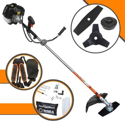 Roçadeira Profissional Lateral Terra Grh520 À Gasolina 52cc 2t 2,5hp + Faca 3 Pontas Duraline 255mm 2,9mm - 255253pju