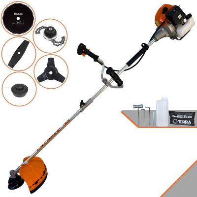Roçadeira Profissional Lateral Terra Grhb430 À Gasolina 43cc 2t 1,7hp + Faca 3 Pontas 255mm 2,9mm + Faca 80 Dentes 255m