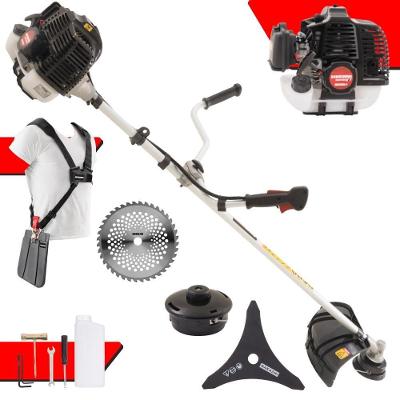 Roçadeira Profissional Lateral Kawashima Kw52le À Gasolina 52c 2,5hp Com Faca 3 Pontas + Faca 40 Dentes Duraline 255mm