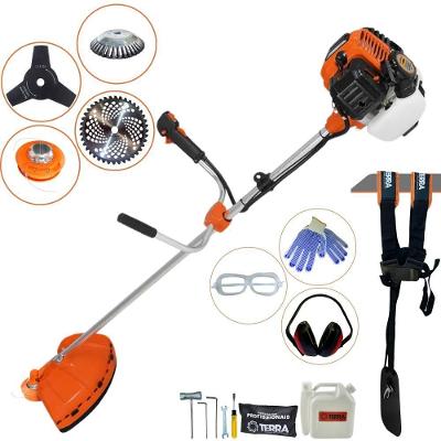 Roçadeira Profissional Lateral Terra Gr520xp À Gasolina 52cc 2t 2,5hp + Faca 3 Pontas 255mm 2,9mm + Escova Rotativa 38