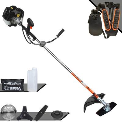 Roçadeira Profissional Lateral Terra Grh520 À Gasolina 52cc 2t 2,5hp + Faca 3 Pontas Duraline 255mm 2,9mm + Faca 40 Den