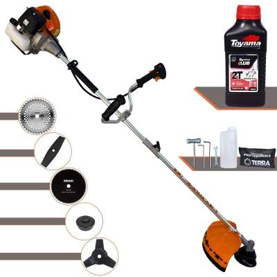 Roçadeira Profissional Terra Grhb430 À Gasolina 43cc 2t 1,7hp + Faca 3 Pontas + Faca 40 Dentes + Faca 80 Dentes + Óleo