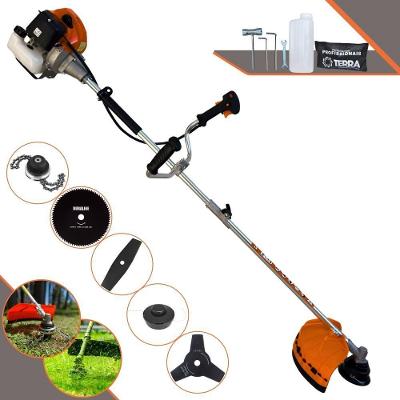 Roçadeira Profissional Lateral Terra Grhb430 À Gasolina 43cc 2t 1,7hp + Faca 3 Pontas 255mm 2,9mm + Faca 80 Dentes 255m
