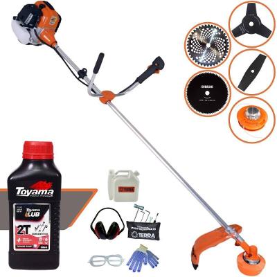 Roçadeira Profissional Terra Gr520xp À Gasolina 52cc 2t 2,5hp + Faca 2 Pontas 330mm + Faca 3 Pontas 255mm + Faca 80 Den