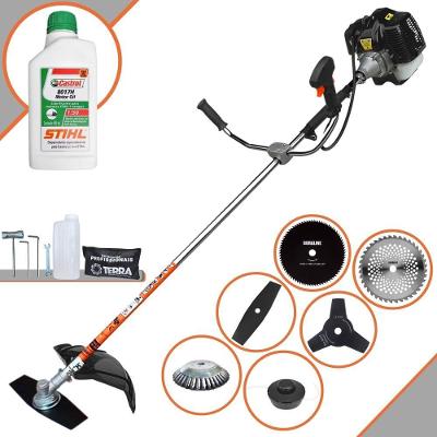 Roçadeira Profissional Terra Grh520 À Gasolina 52cc 2,5hp + Faca 3p Duraline + Faca 40d Duraline + Faca 80d Duraline +