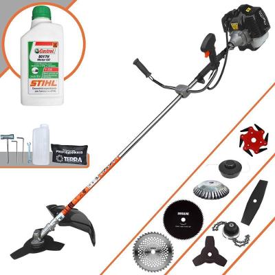 Roçadeira Terra Grh430 À Gasolina 43cc 1,7hp + Faca 2 Pontas + Faca 40 Dentes + Faca 80 Dentes + Faca 6 Pontas