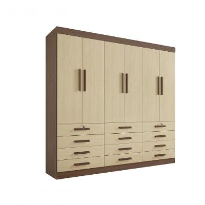 Guarda Roupa Casal 6 Portas 12 Gavetas Com Pés Mônaco Plus D' Doro Castanho/linho