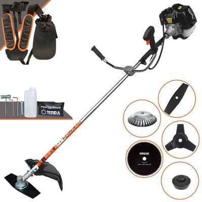 Roçadeira Terra Grh520 À Gasolina 52cc 2,5hp + Faca 3p Duraline 255mm 2,9mm + Faca 80d Duraline 255mm 1,5mm