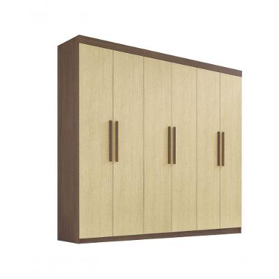 Guarda Roupa Casal 6 Portas Sem Pés Leblon D' Doro Castanho/linho