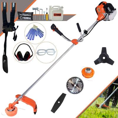 Roçadeira Profissional Lateral Terra Gr520xp À Gasolina 52cc 2t 2,5hp + Faca 2 Pontas Duraline 330mm + Faca 3 Pontas Du