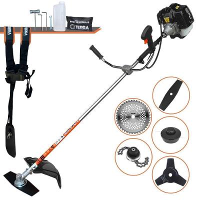 Roçadeira Profissional Lateral Terra Grh520 À Gasolina 52cc 2t 2,5hp + Faca 3 Pontas 255mm 2,9mm + Faca 40 Dentes 255mm