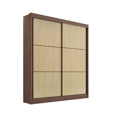 Guarda Roupa Solteiro Santorini 2 Portas 3 Gavetas Sem Pés - D' Doro Castanho/linho