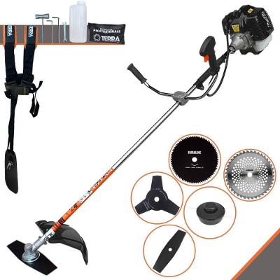 Roçadeira Profissional Terra Grh520 À Gasolina 52cc 2,5hp + Faca 3p Duraline 255mm 2,9mm + Faca 40d Duraline 255mm 2mm