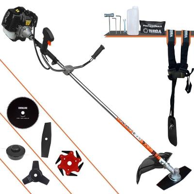 Roçadeira Profissional Lateral Terra Grh520 À Gasolina 52cc 2t 2,5hp + Faca 3 Pontas 255mm 2,9mm + Faca 80 Dentes 255mm