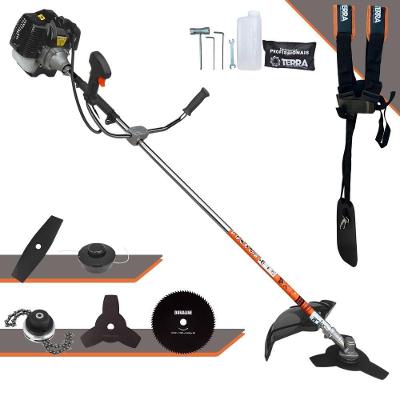 Roçadeira Profissional Lateral Terra Grh430 À Gasolina 43cc 2t 1,7hp + Faca 2 Pontas Duraline 330mm + Faca 80 Dentes Du