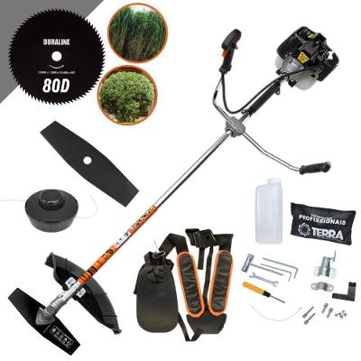 Roçadeira Profissional Lateral Terra Grh520 À Gasolina 52cc 2t 2,5hp + Faca 80 Dentes Duraline 255mm 1,5mm - 255258oju