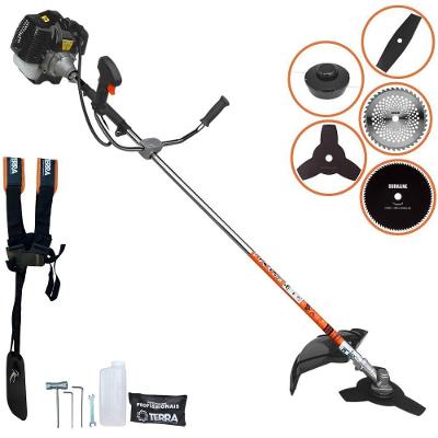 Roçadeira Profissional Lateral Terra Grh430 À Gasolina 43cc 1,7hp + Faca 2 Pontas 330mm 2,7mm + Faca 40 Dentes 255mm 2m